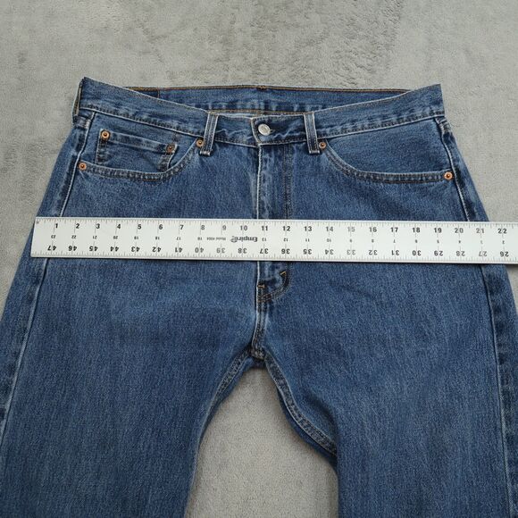 Levi's 505 Jeans Mens Size 36x29 Blue Regular Straight Denim Medium Wash - Picture 15 of 16